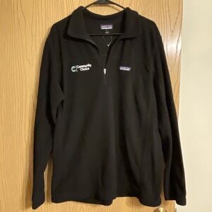 Patagonia Unisex Fleece Quarter Zip Pullover Black Large Community Choice Logo